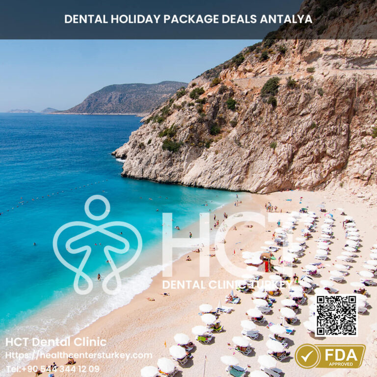 Bright Antalya beach view illustrating teeth whitening services in Turkey.