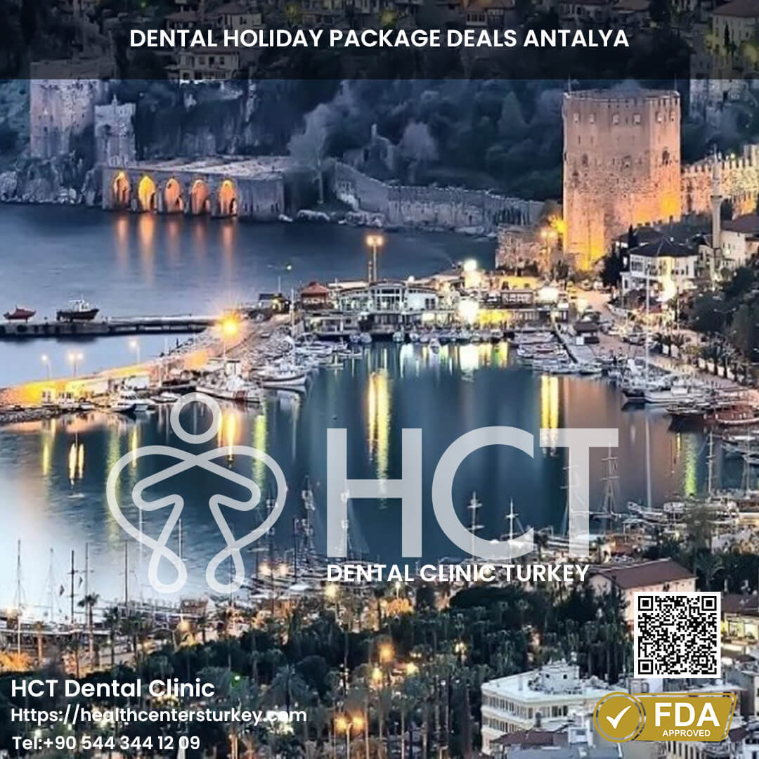 An aerial view of Antalya city promoting dental holiday packages in Turkey.